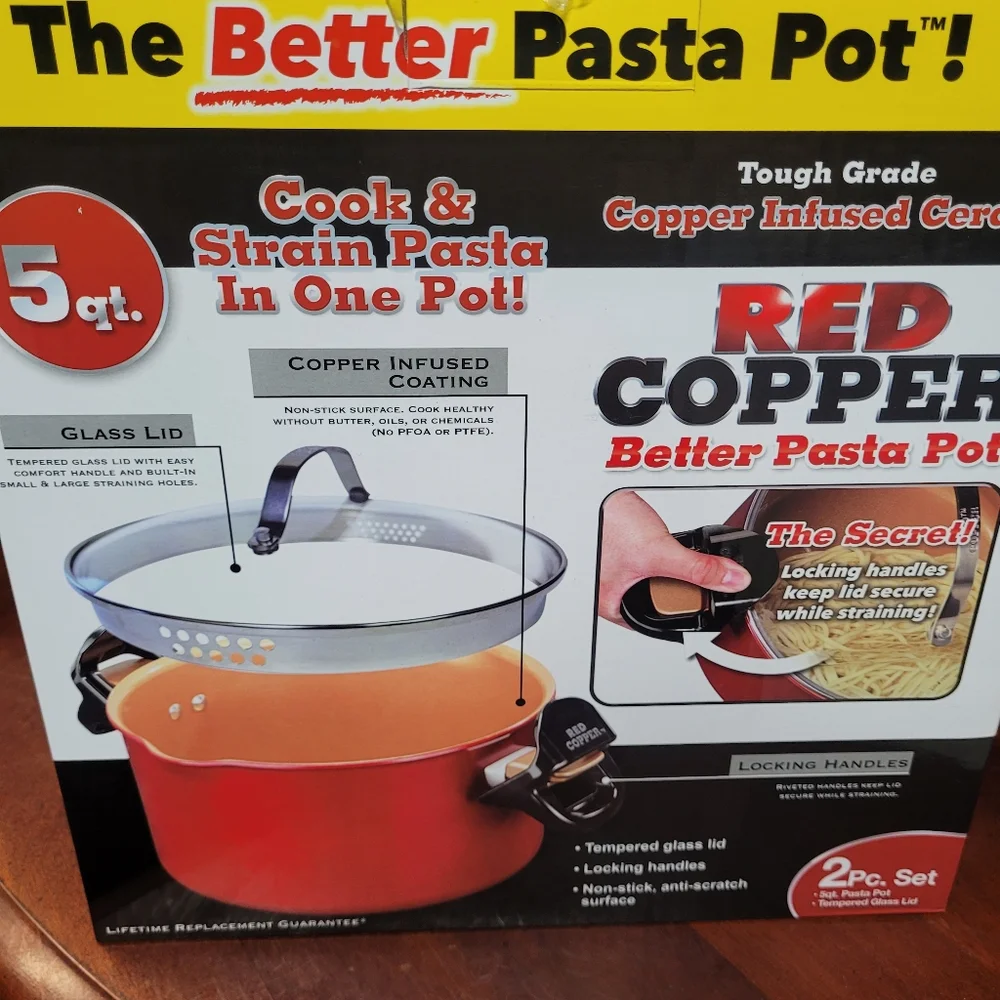 Better Pasta Pot - Copper Infused Ceramic 5qt - Picture 3 of 3